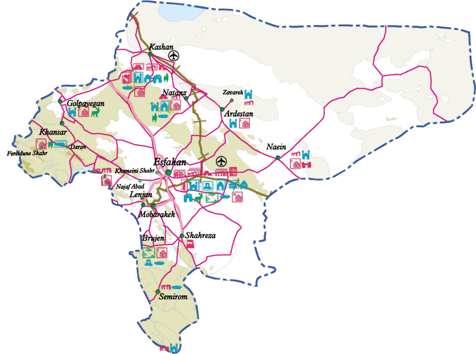 نقشه راهنمای استان اصفهان