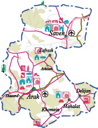 نقشه راهنمای استان مركزي